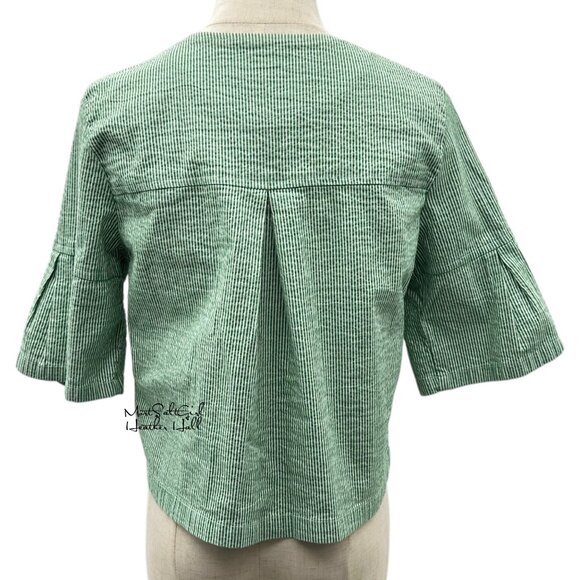 Live a Little Striped Light Stylish Cropped Jacket With Bell Sleeves Size Med - Picture 3 of 5